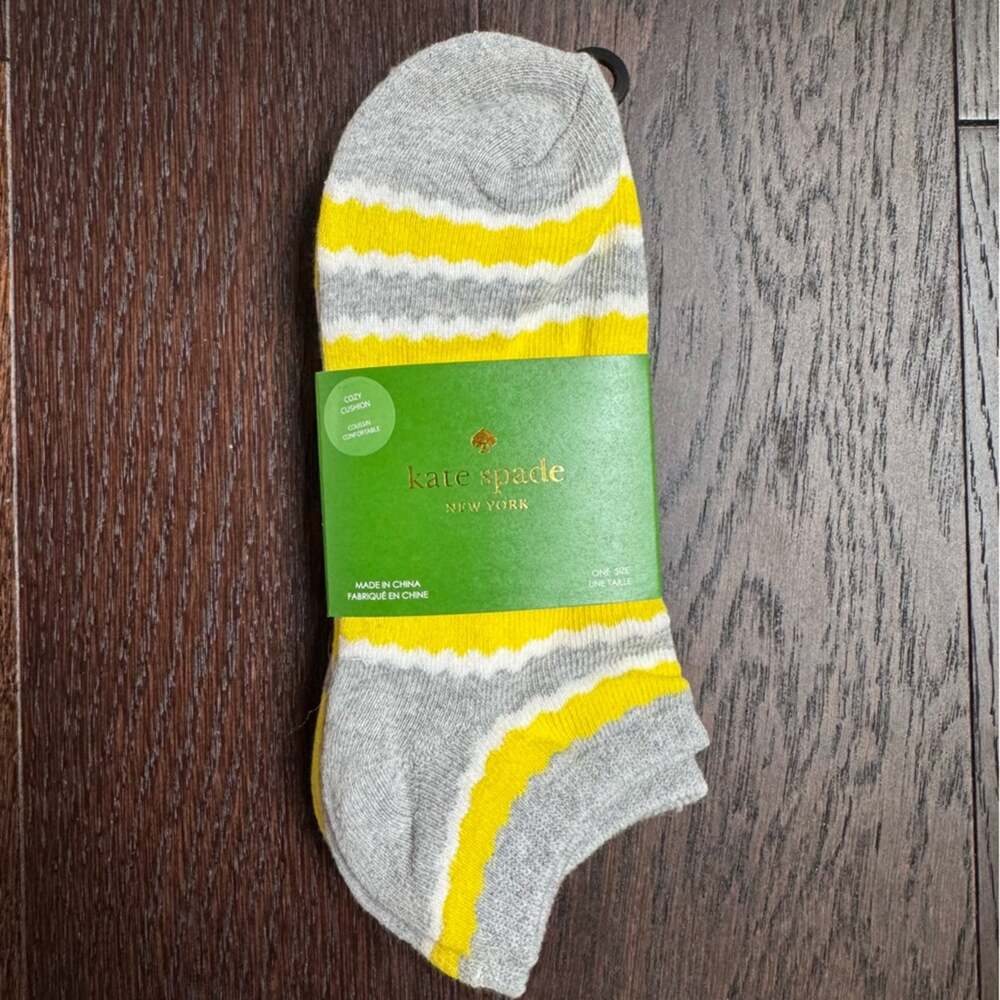 NWT - Kate Spade Gray & Yellow Socks - Set of 2
